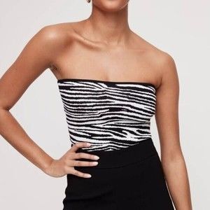 Babaton Zebra Print Crop Top - Black and White